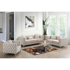Paige sofa trzyosobowa welurowa pikowana 2 poduszki - 218,4 cm dł. x 86,4 cm szer. x 76,2 cm wys.
