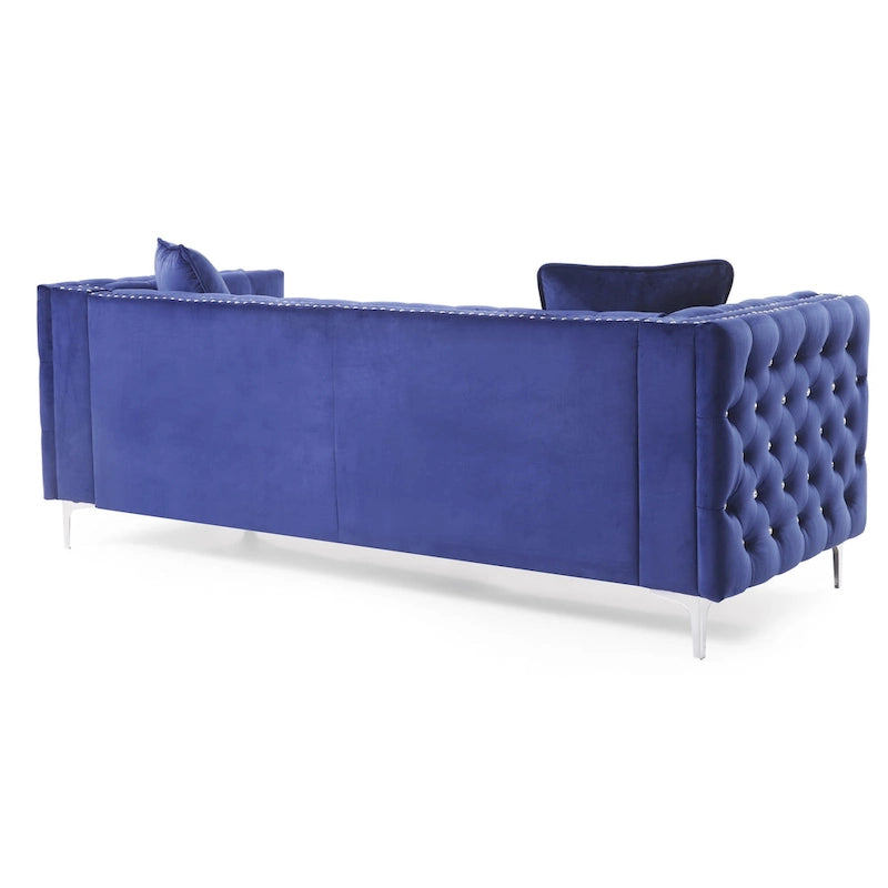 Paige sofa trzyosobowa welurowa pikowana 2 poduszki - 218,4 cm dł. x 86,4 cm szer. x 76,2 cm wys.