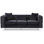 Paige sofa trzyosobowa welurowa pikowana 2 poduszki - 218,4 cm dł. x 86,4 cm szer. x 76,2 cm wys.
