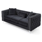 Paige sofa trzyosobowa welurowa pikowana 2 poduszki - 218,4 cm dł. x 86,4 cm szer. x 76,2 cm wys.