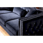 Paige sofa trzyosobowa welurowa pikowana 2 poduszki - 218,4 cm dł. x 86,4 cm szer. x 76,2 cm wys.
