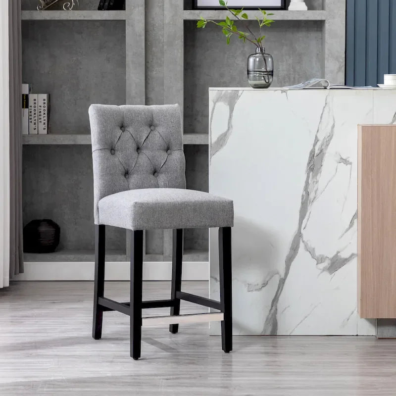 Carter 24 Classic Button Tufted Counter Stool Black Finished Legs