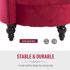 Fotel wypoczynkowy z wysokim oparciem pikowany – 45" Czerwony aksamit, siedzisko do salonu