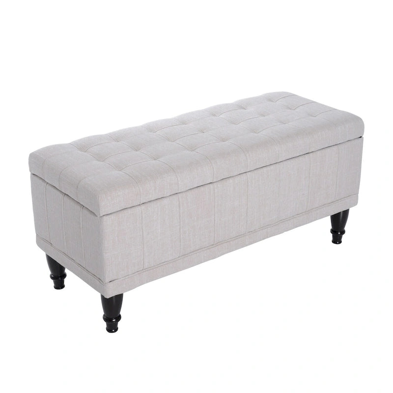 Pufa tapicerowana z pojemnikiem 42 cale – 17"G x 41.5"S x 19.5"W, kremowa
