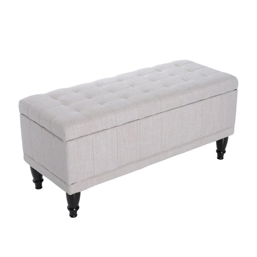 Pufa tapicerowana z pojemnikiem 42 cale – 17"G x 41.5"S x 19.5"W, kremowa