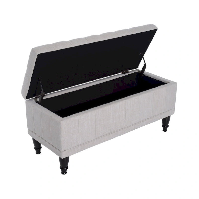 Pufa tapicerowana z pojemnikiem 42 cale – 17"G x 41.5"S x 19.5"W, kremowa
