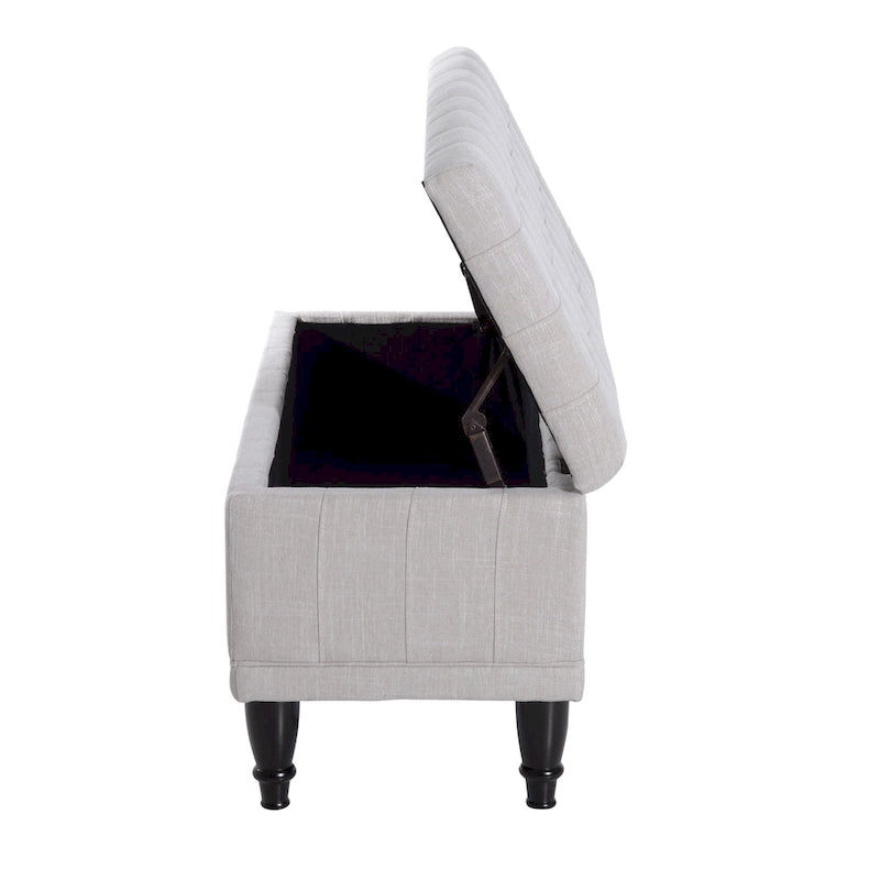 Pufa tapicerowana z pojemnikiem 42 cale – 17"G x 41.5"S x 19.5"W, kremowa