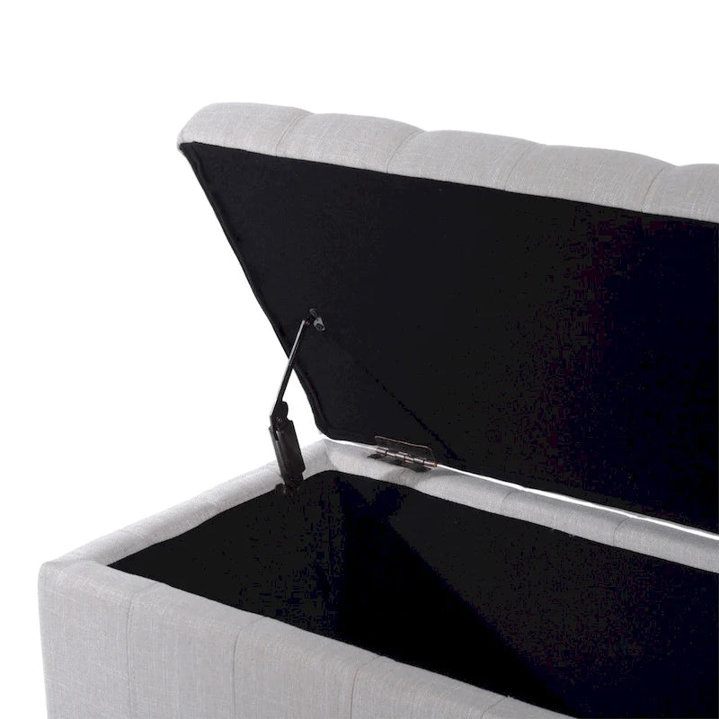 Pufa tapicerowana z pojemnikiem 42 cale – 17"G x 41.5"S x 19.5"W, kremowa