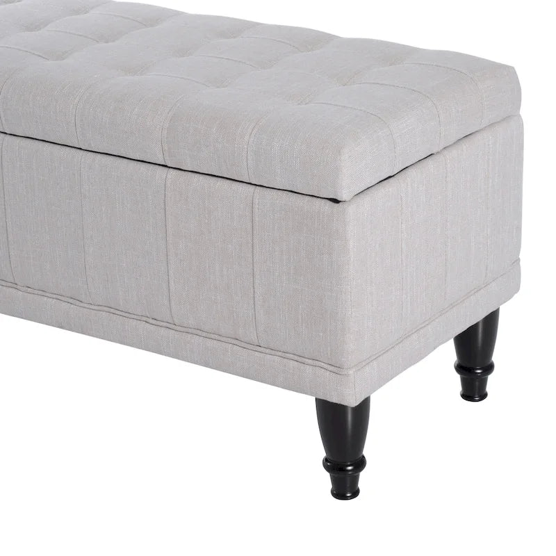 Pufa tapicerowana z pojemnikiem 42 cale – 17"G x 41.5"S x 19.5"W, kremowa