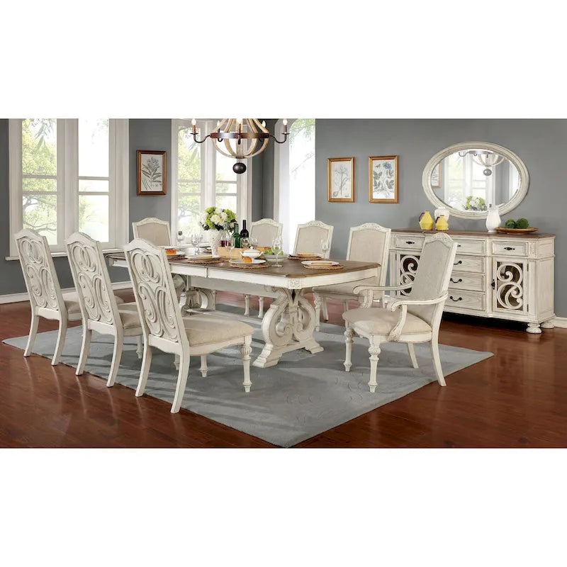Stół do jadalni rozkładany Farmhouse White 244 cm – Rozkładany, mieści 8+ osób, Jadalnia