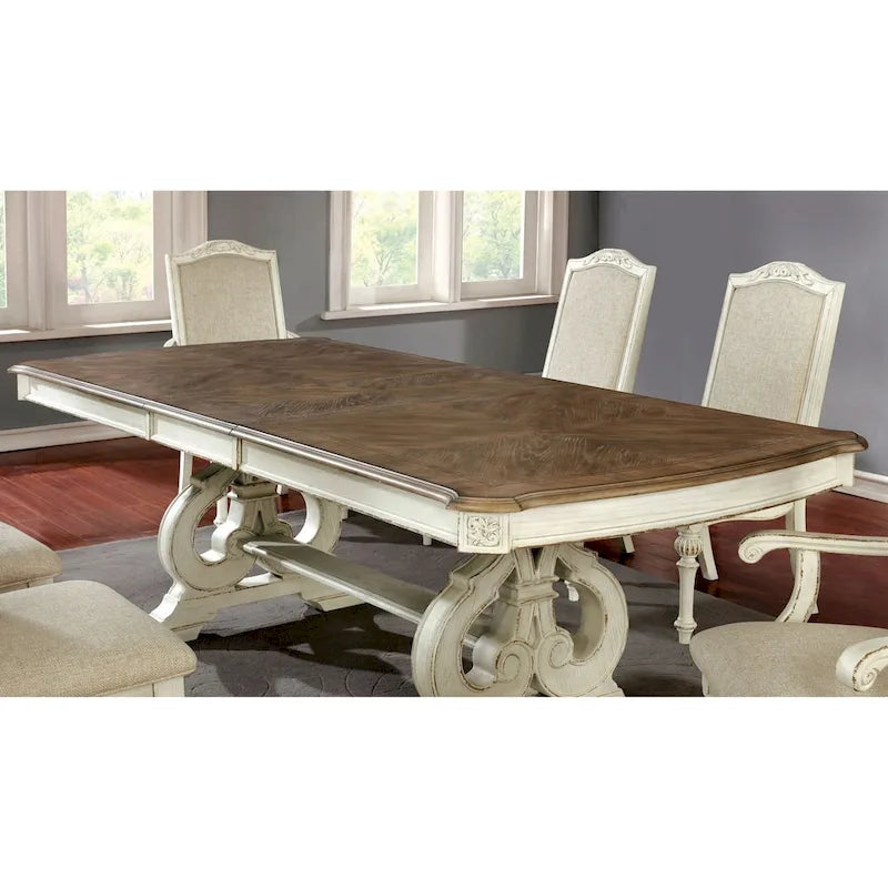 Stół do jadalni rozkładany Farmhouse White 244 cm – Rozkładany, mieści 8+ osób, Jadalnia