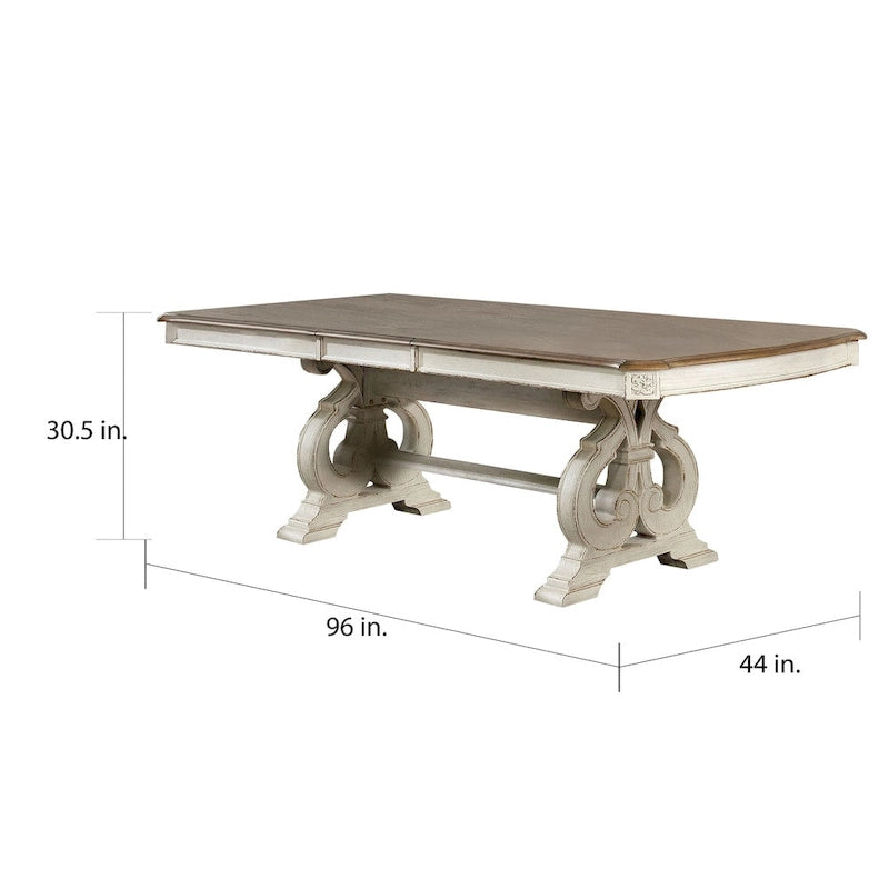 Stół do jadalni rozkładany Farmhouse White 244 cm – Rozkładany, mieści 8+ osób, Jadalnia
