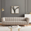Wypoczynkowa sofa skórzana z włoskiej skóry licowej w stylu Mid-Century Modern – jasnoszara, do salonu