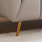 Wypoczynkowa sofa skórzana z włoskiej skóry licowej w stylu Mid-Century Modern – jasnoszara, do salonu