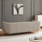Wypoczynkowa sofa skórzana z włoskiej skóry licowej w stylu Mid-Century Modern – jasnoszara, do salonu