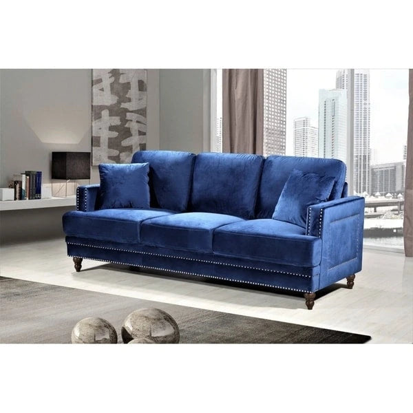 Aadi Sofa tapicerowana aksamitem, pikowana guzikami