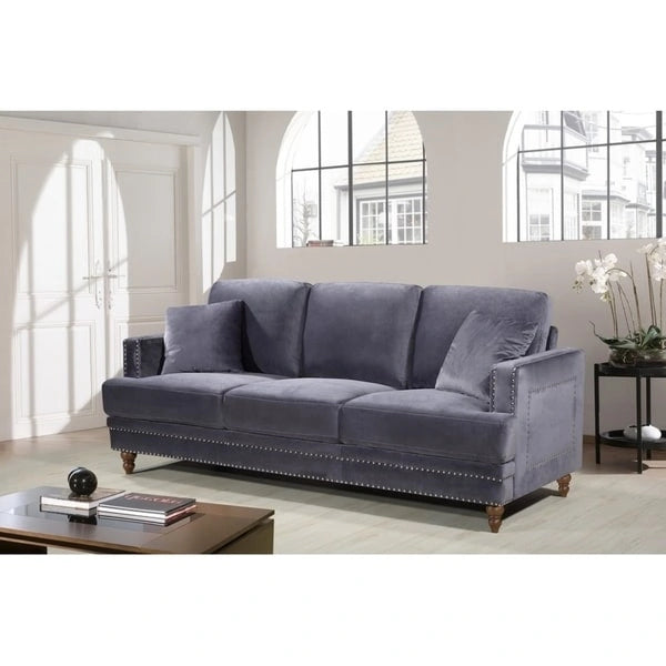 Aadi Sofa tapicerowana aksamitem, pikowana guzikami