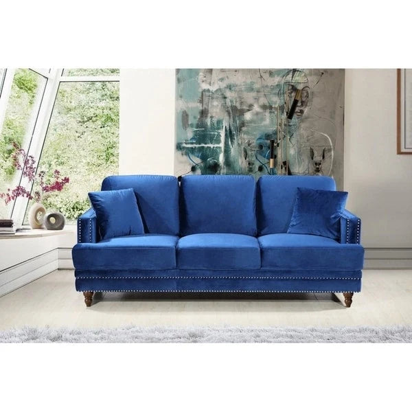Aadi Sofa tapicerowana aksamitem, pikowana guzikami