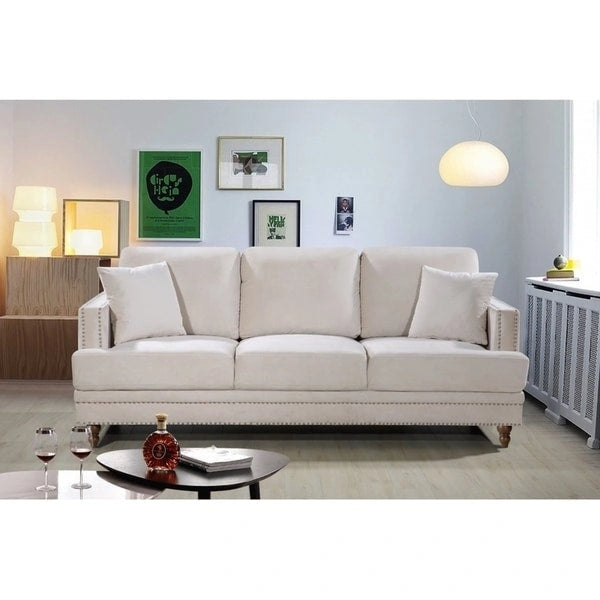 Aadi Sofa tapicerowana aksamitem, pikowana guzikami