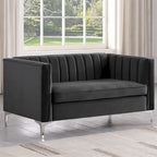 Tapicerowana sofa dwuosobowa – Nowoczesna sofa do salonu, szara, czarna, niebieska, beżowa