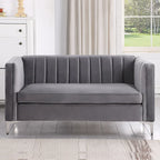 Tapicerowana sofa dwuosobowa – Nowoczesna sofa do salonu, szara, czarna, niebieska, beżowa
