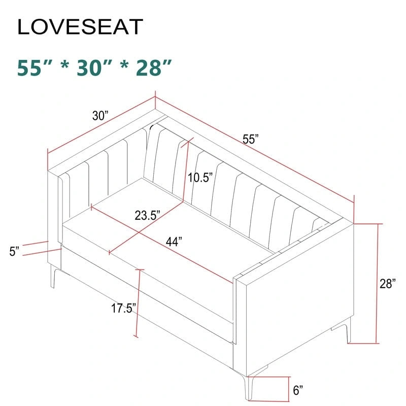 Tapicerowana sofa dwuosobowa – Nowoczesna sofa do salonu, szara, czarna, niebieska, beżowa