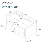 Tapicerowana sofa dwuosobowa – Nowoczesna sofa do salonu, szara, czarna, niebieska, beżowa