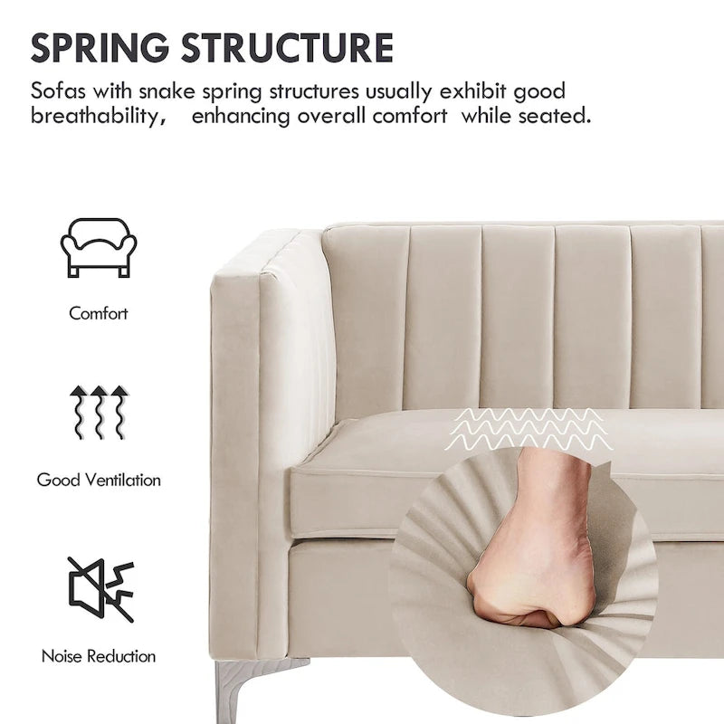 Tapicerowana sofa dwuosobowa – Nowoczesna sofa do salonu, szara, czarna, niebieska, beżowa