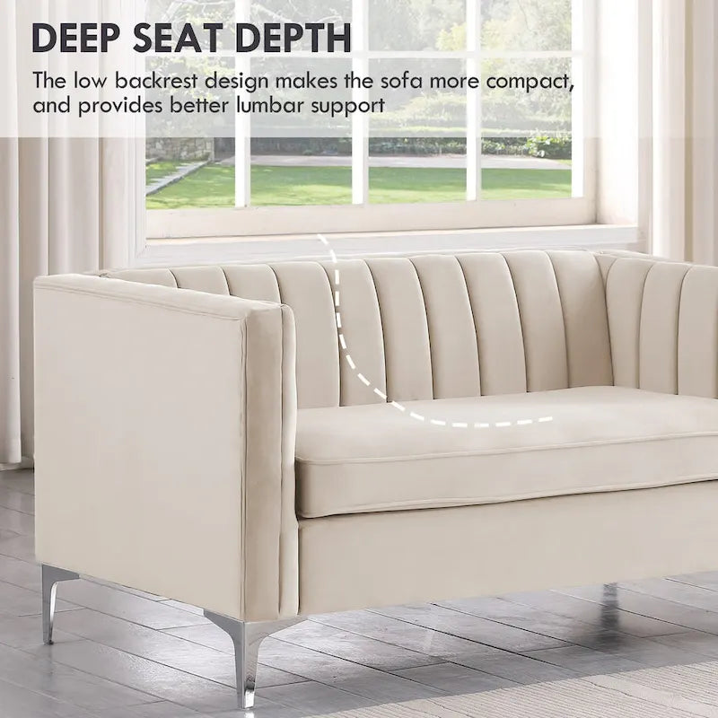 Tapicerowana sofa dwuosobowa – Nowoczesna sofa do salonu, szara, czarna, niebieska, beżowa