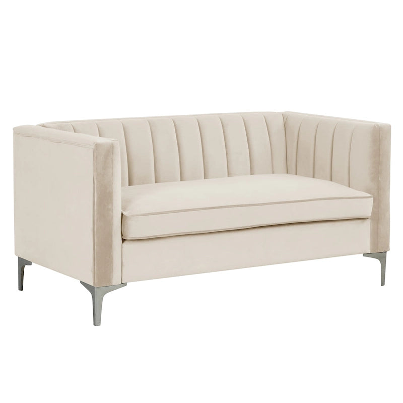 Tapicerowana sofa dwuosobowa – Nowoczesna sofa do salonu, szara, czarna, niebieska, beżowa