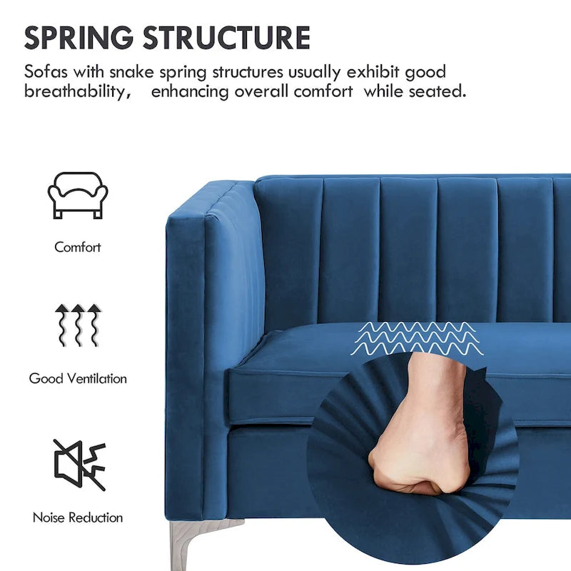 Tapicerowana sofa dwuosobowa – Nowoczesna sofa do salonu, szara, czarna, niebieska, beżowa