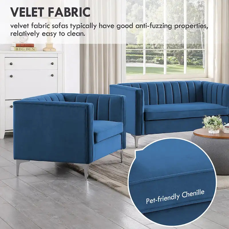 Tapicerowana sofa dwuosobowa – Nowoczesna sofa do salonu, szara, czarna, niebieska, beżowa