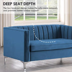 Tapicerowana sofa dwuosobowa – Nowoczesna sofa do salonu, szara, czarna, niebieska, beżowa