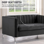 Tapicerowana sofa dwuosobowa – Nowoczesna sofa do salonu, szara, czarna, niebieska, beżowa