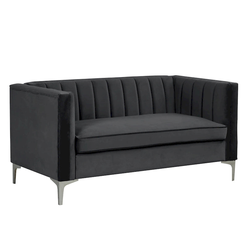 Tapicerowana sofa dwuosobowa – Nowoczesna sofa do salonu, szara, czarna, niebieska, beżowa