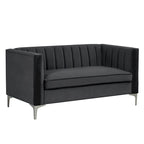 Tapicerowana sofa dwuosobowa – Nowoczesna sofa do salonu, szara, czarna, niebieska, beżowa