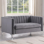 Tapicerowana sofa dwuosobowa – Nowoczesna sofa do salonu, szara, czarna, niebieska, beżowa