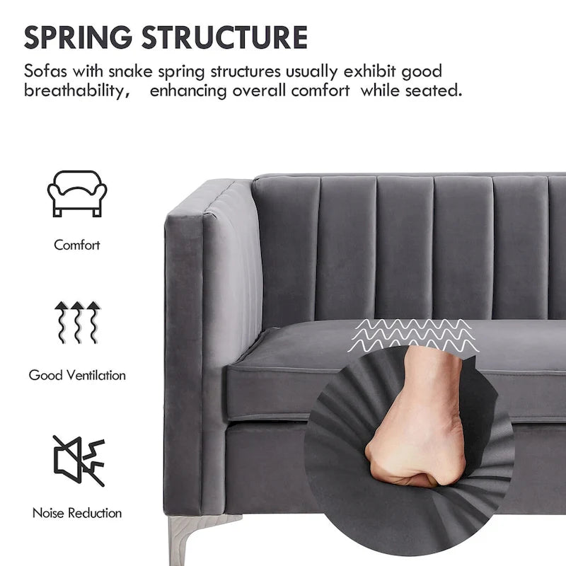 Tapicerowana sofa dwuosobowa – Nowoczesna sofa do salonu, szara, czarna, niebieska, beżowa