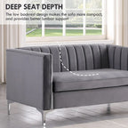 Tapicerowana sofa dwuosobowa – Nowoczesna sofa do salonu, szara, czarna, niebieska, beżowa