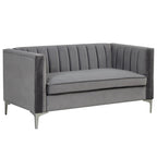 Tapicerowana sofa dwuosobowa – Nowoczesna sofa do salonu, szara, czarna, niebieska, beżowa