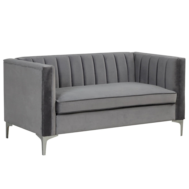 Tapicerowana sofa dwuosobowa – Nowoczesna sofa do salonu, szara, czarna, niebieska, beżowa