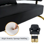 Obrotowe skórzane fotele barberskie w kolorze czarnym, ergonomiczny fotel fryzjerski z podłokietnikami, z wytrzymałą pompą hydrauliczną, regulowany
