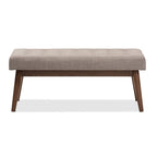 Tapicerowana ławka z guzikami w stylu mid-century, mebel akcentowy do sypialni i przedpokoju