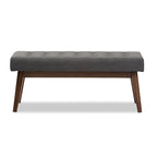 Tapicerowana ławka z guzikami w stylu mid-century, mebel akcentowy do sypialni i przedpokoju