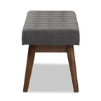 Tapicerowana ławka z guzikami w stylu mid-century, mebel akcentowy do sypialni i przedpokoju