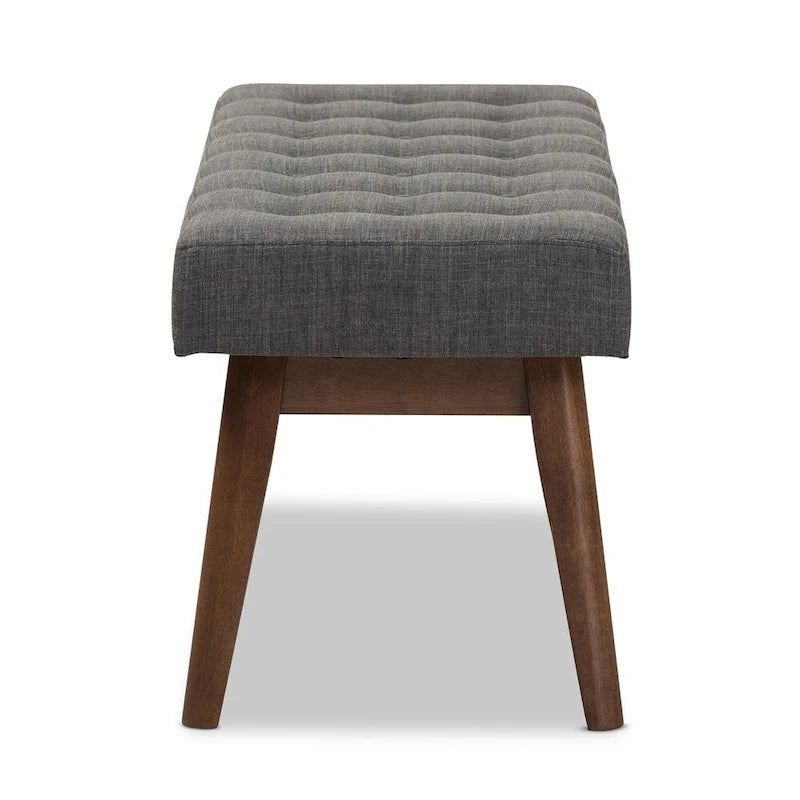 Tapicerowana ławka z guzikami w stylu mid-century, mebel akcentowy do sypialni i przedpokoju