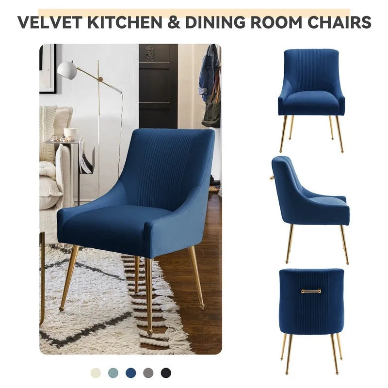 Nowoczesne Glamour Pleciona Welurowa Krzesła do Jadalni i Toaletki Zestaw 4 Sztuk z Uchwytem Z Tyłu