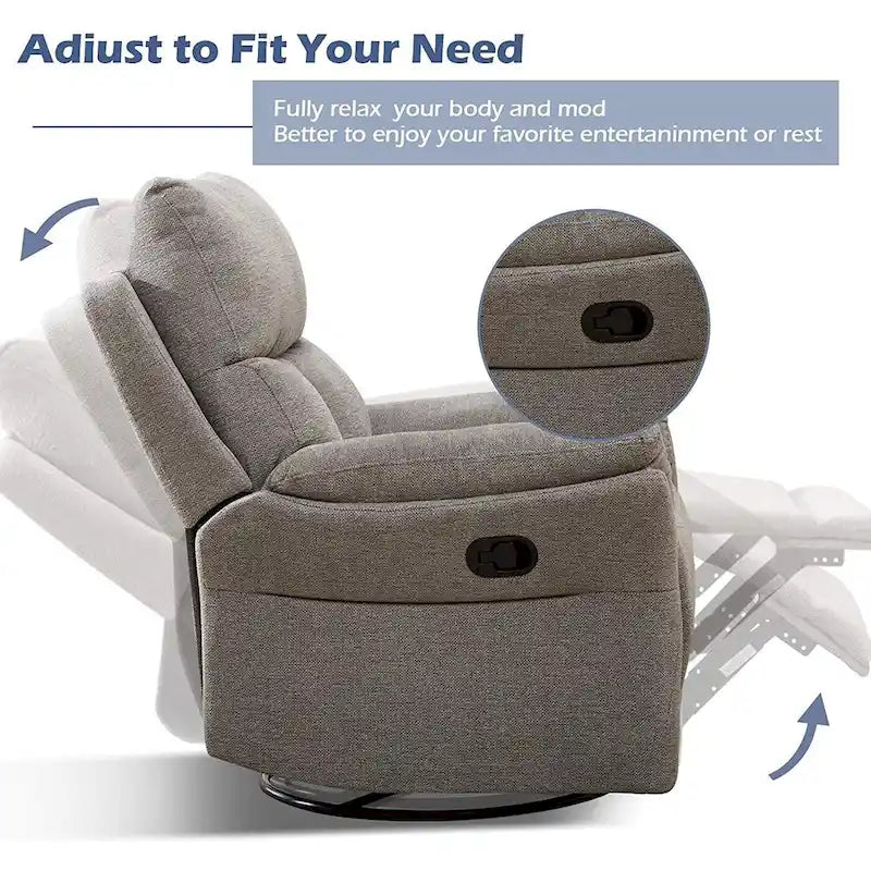 Ręczny, tapicerowany, miękki fotel bujany rozkładany, sofa do salonu