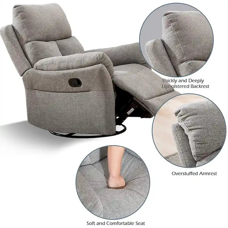 Ręczny, tapicerowany, miękki fotel bujany rozkładany, sofa do salonu