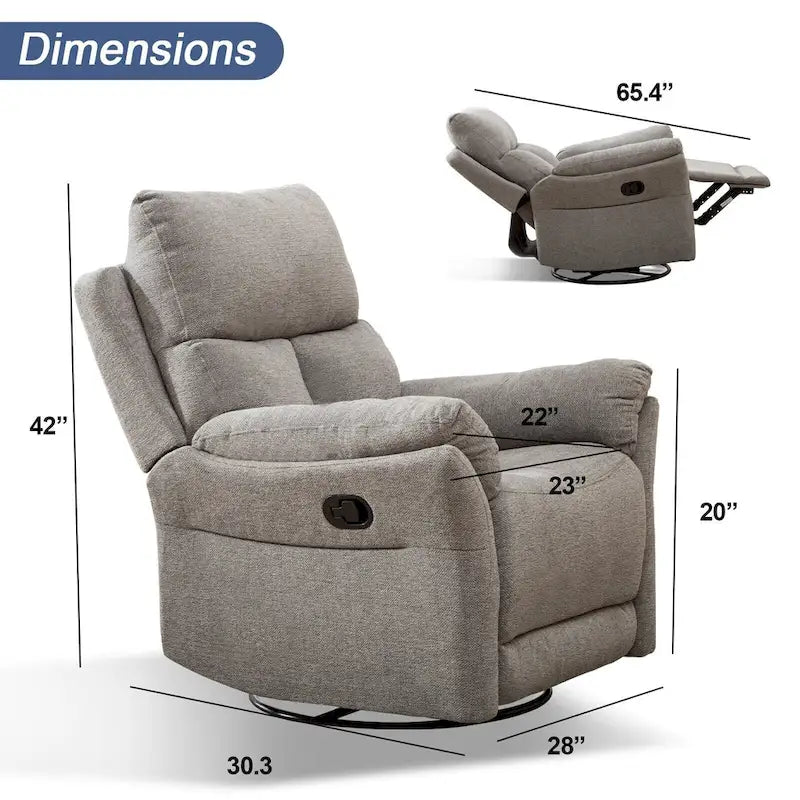 Ręczny, tapicerowany, miękki fotel bujany rozkładany, sofa do salonu